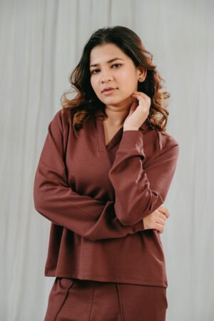 Alternative view of Mocha Muse  – Relaxed V-Neck Loungewear Set