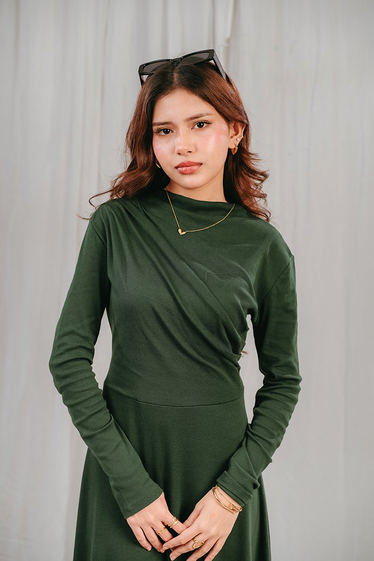 The Ivy Dress in Earty Green