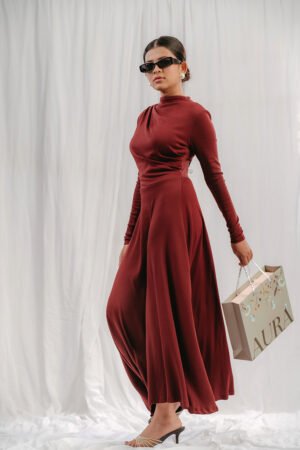 Alternative view of The Ivy Dress in Merlot