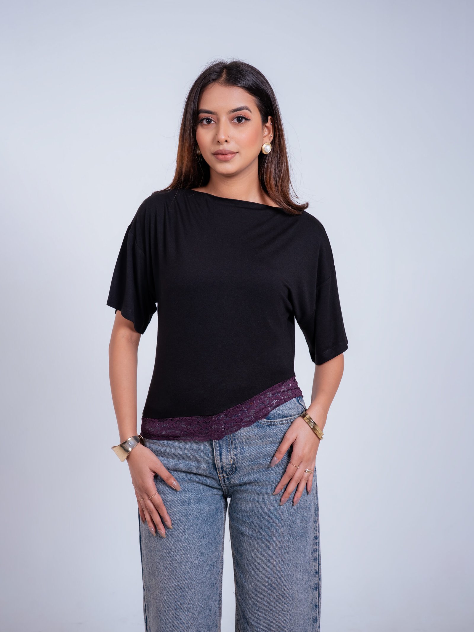 Isla Lace Top-(Black)