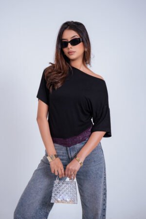 Alternative view of Isla Lace Top-(Black)